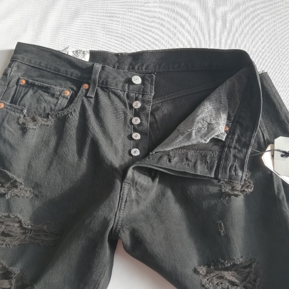 Levis 501 Original Cropped High Rise distressed - Picture 5 of 7